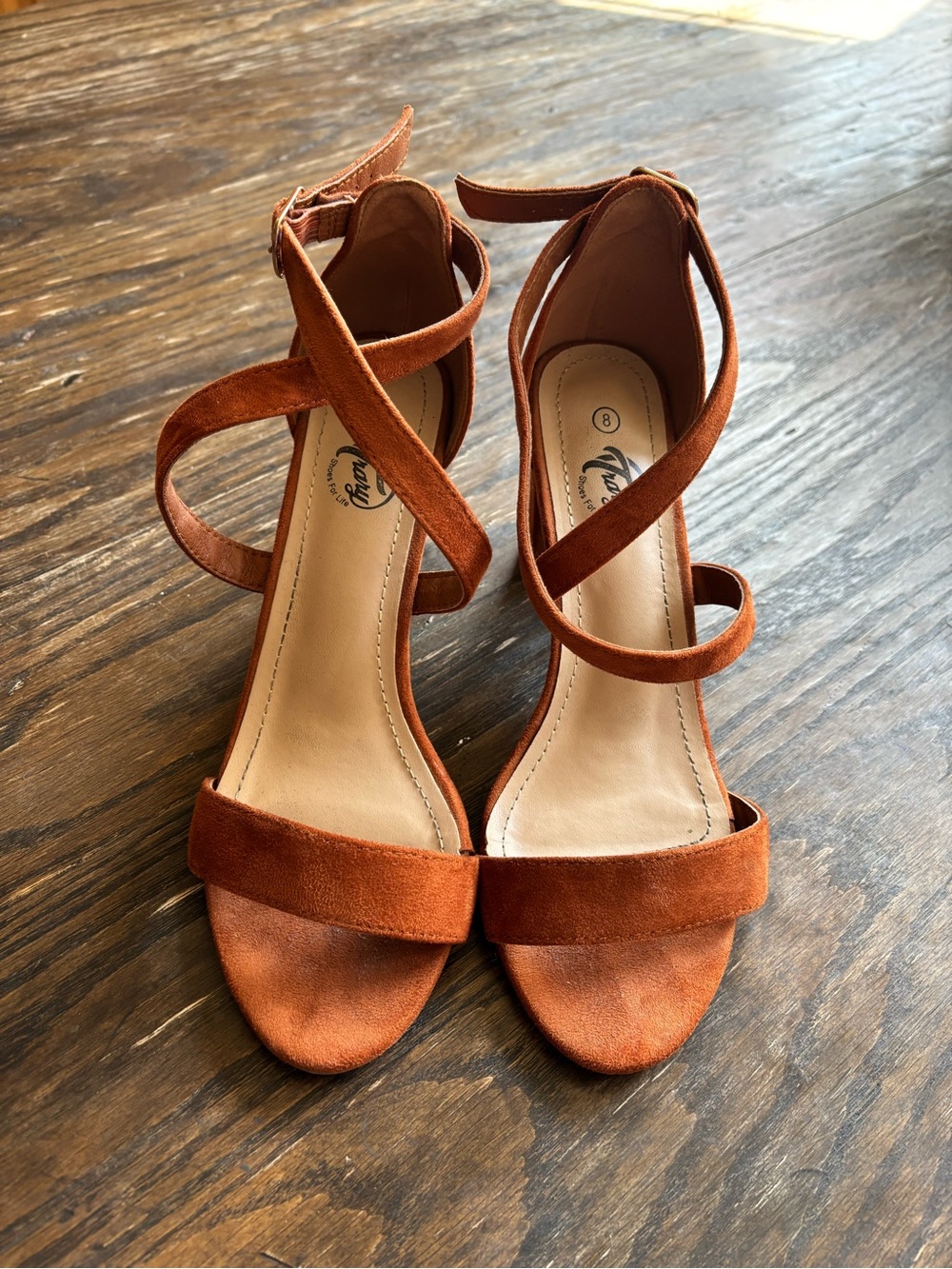 Ankle Wrap Sandals in Rust Suede - Women